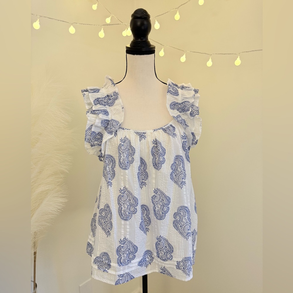 🌾 Wonderly Moroccan Print Ruffle Sleeved Blouse